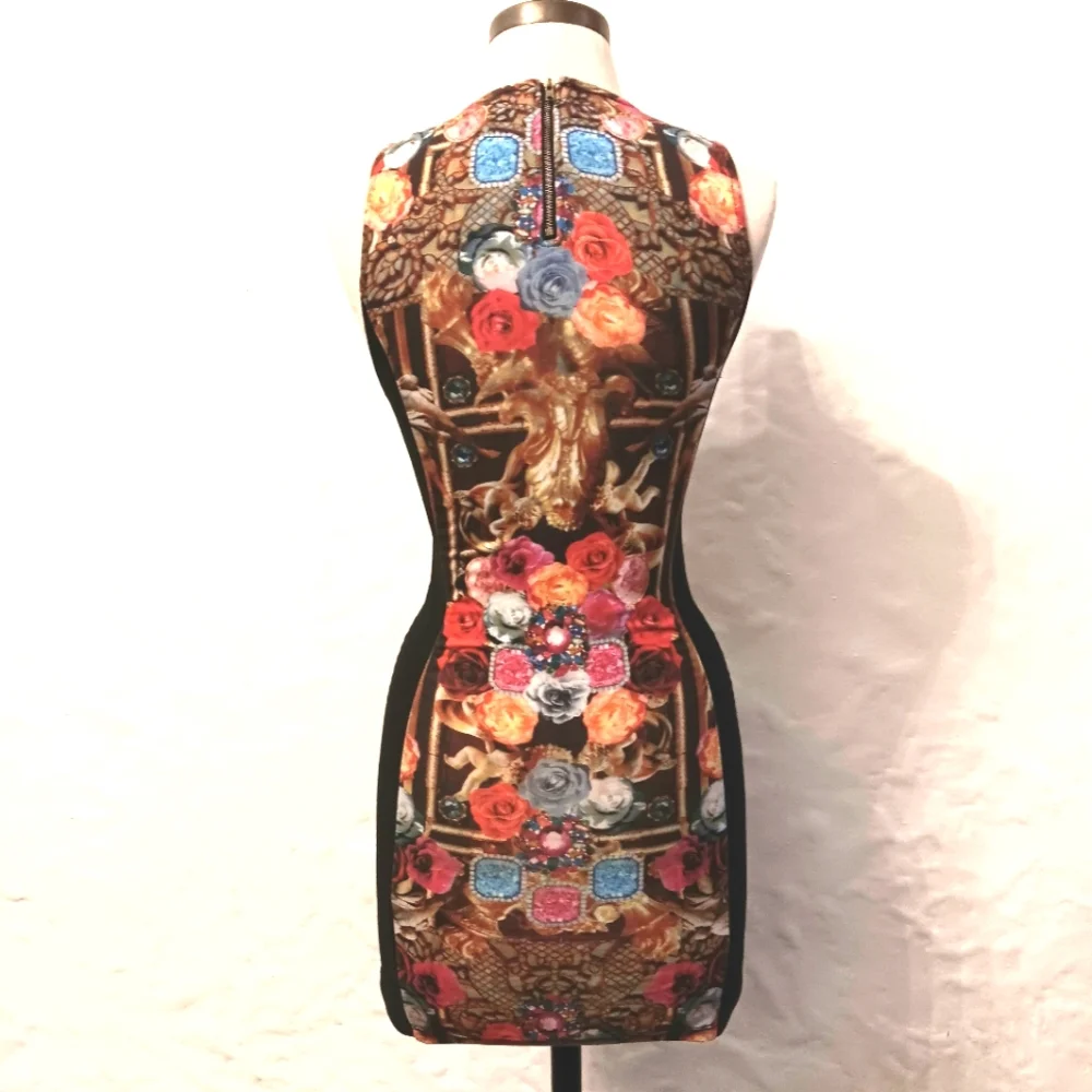 Vintage Y2K Cherubs, roses, & jewels dress with studs. Small. Body Central